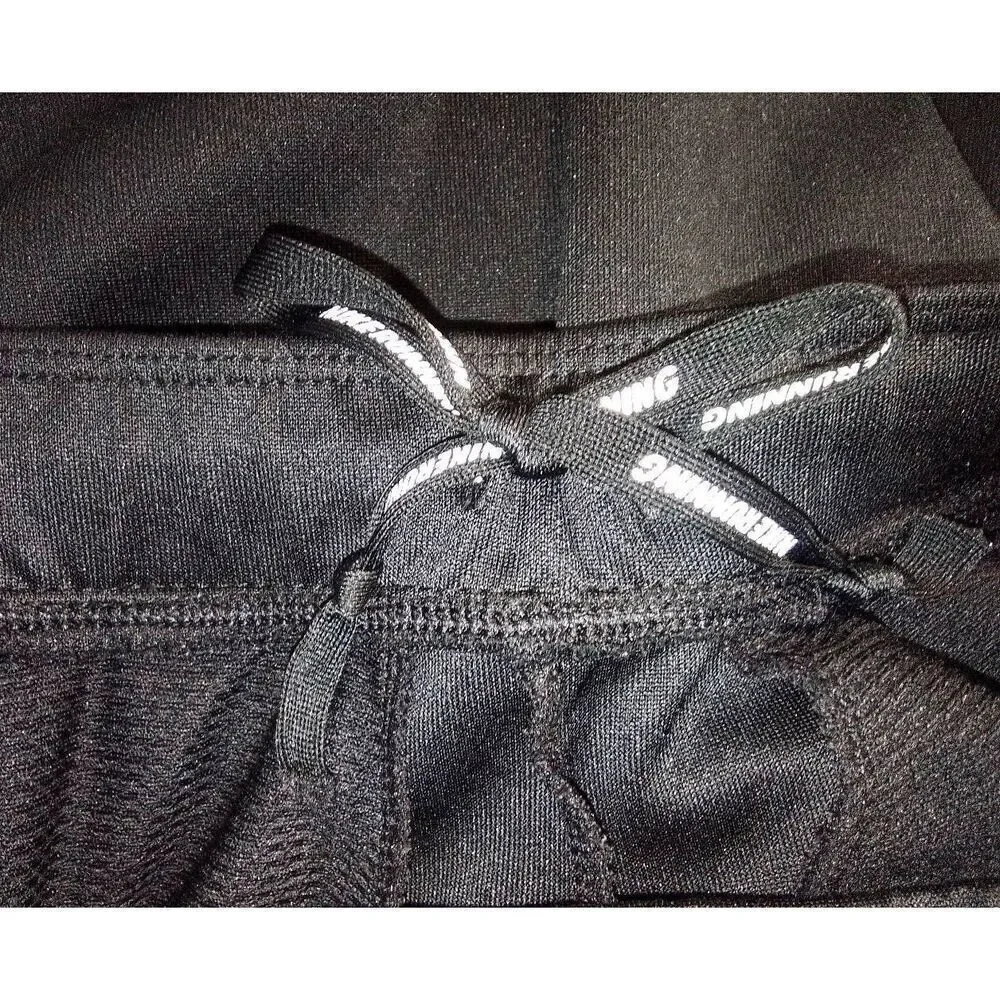 Nike DRI Fit Black Elastic + Drawstring Track Pants Zippered Ankles And Pockets